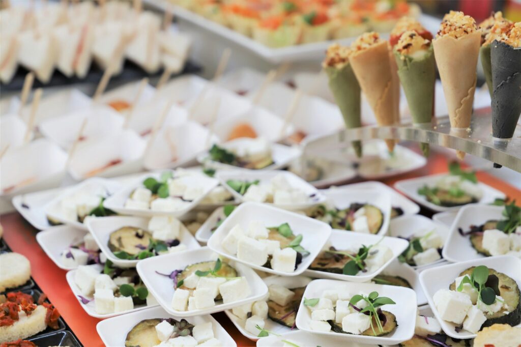 finger food seen from above. catering